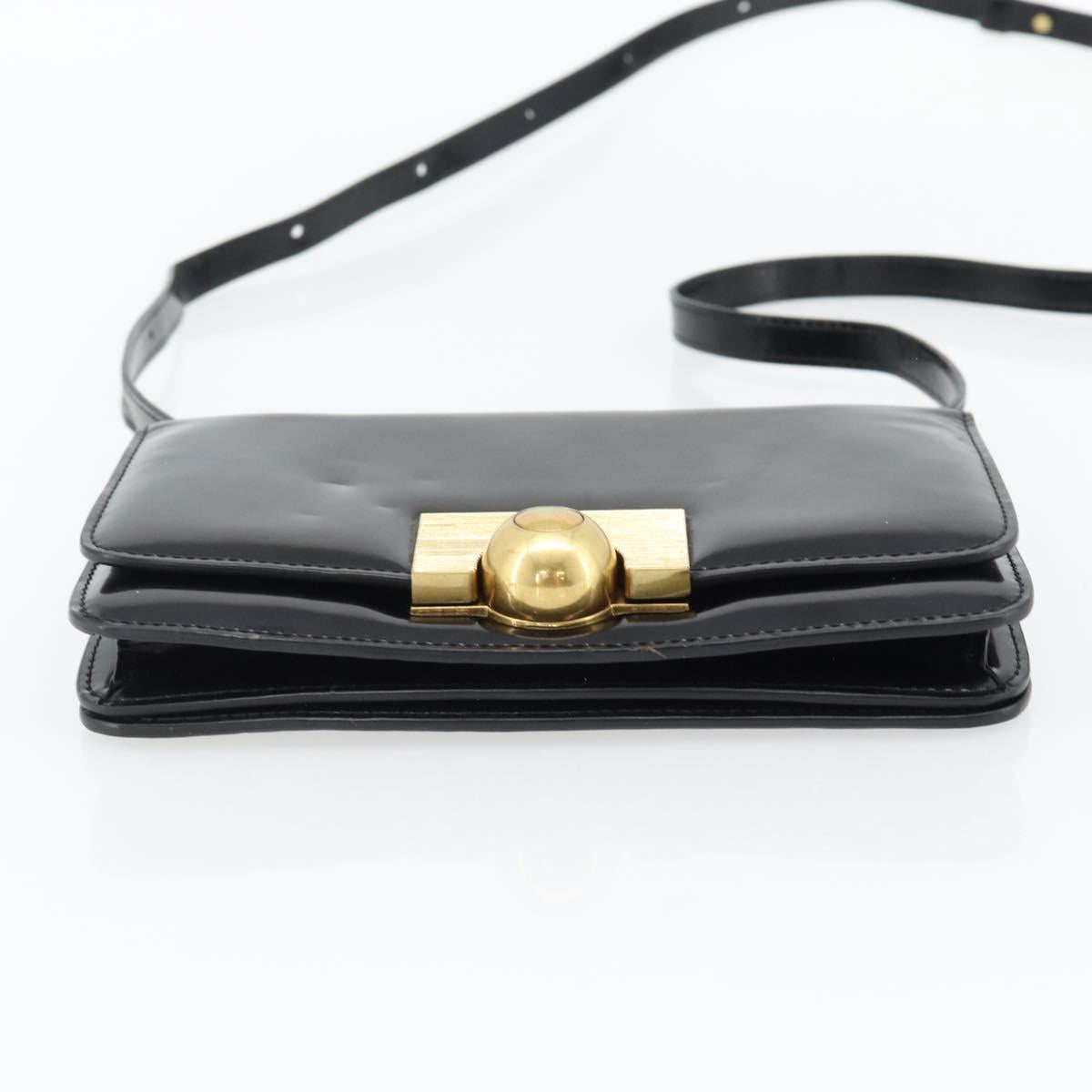 BOTTEGA VENETA Shoulder Bag Leather Black Gold Auth ka4471