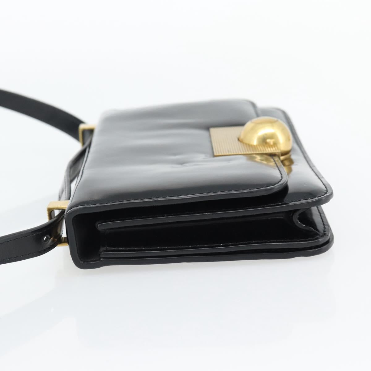 BOTTEGA VENETA Shoulder Bag Leather Black Gold Auth ka4471