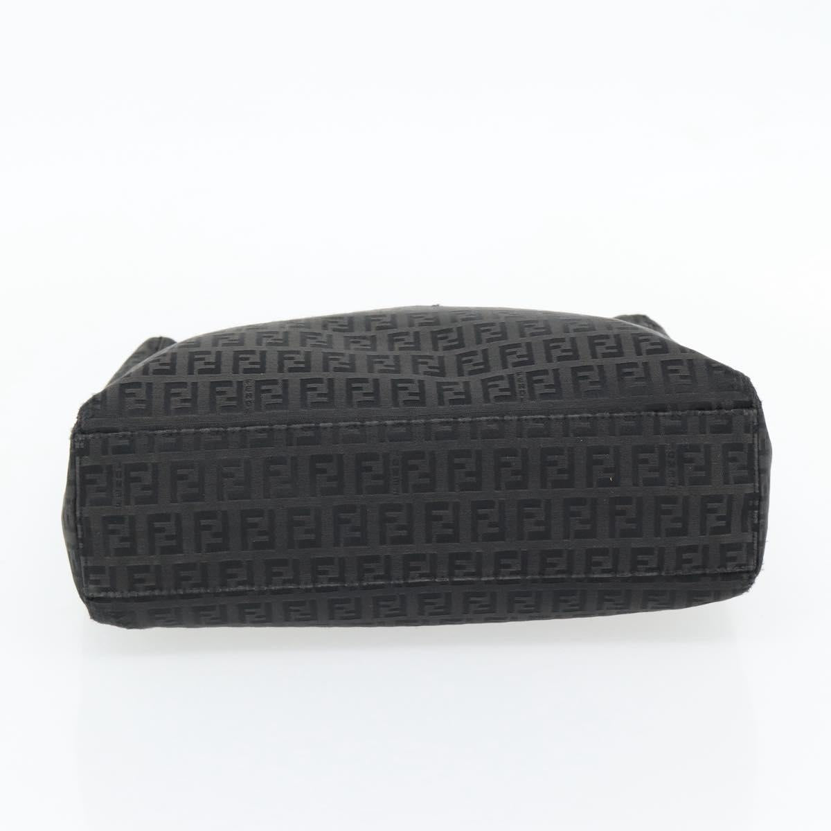 FENDI Zucchino Canvas Hand Bag Black Silver Auth ka4472