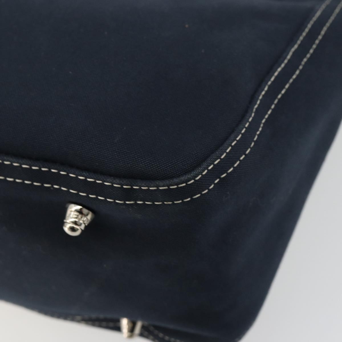 FENDI Hand Bag Canvas Navy Silver Auth ka4476A