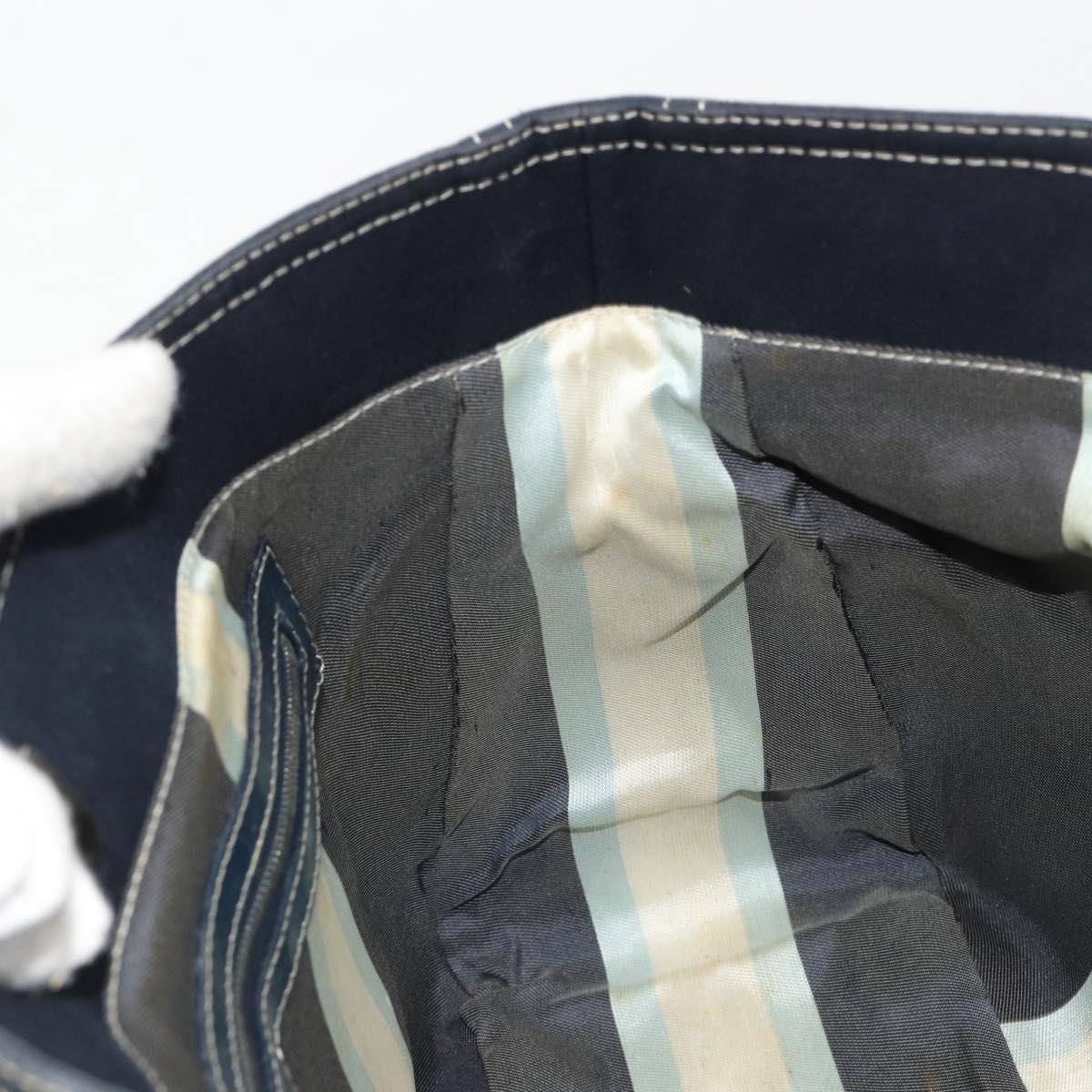 FENDI Hand Bag Canvas Navy Silver Auth ka4476A