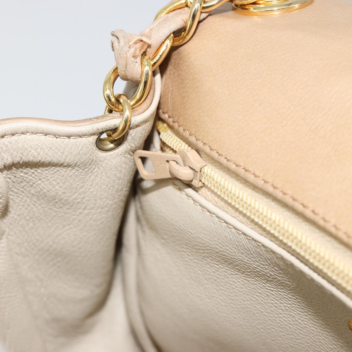 CHANEL Matelasse Chain Shoulder Bag Lamb Skin Beige Gold CC Auth ka4478V