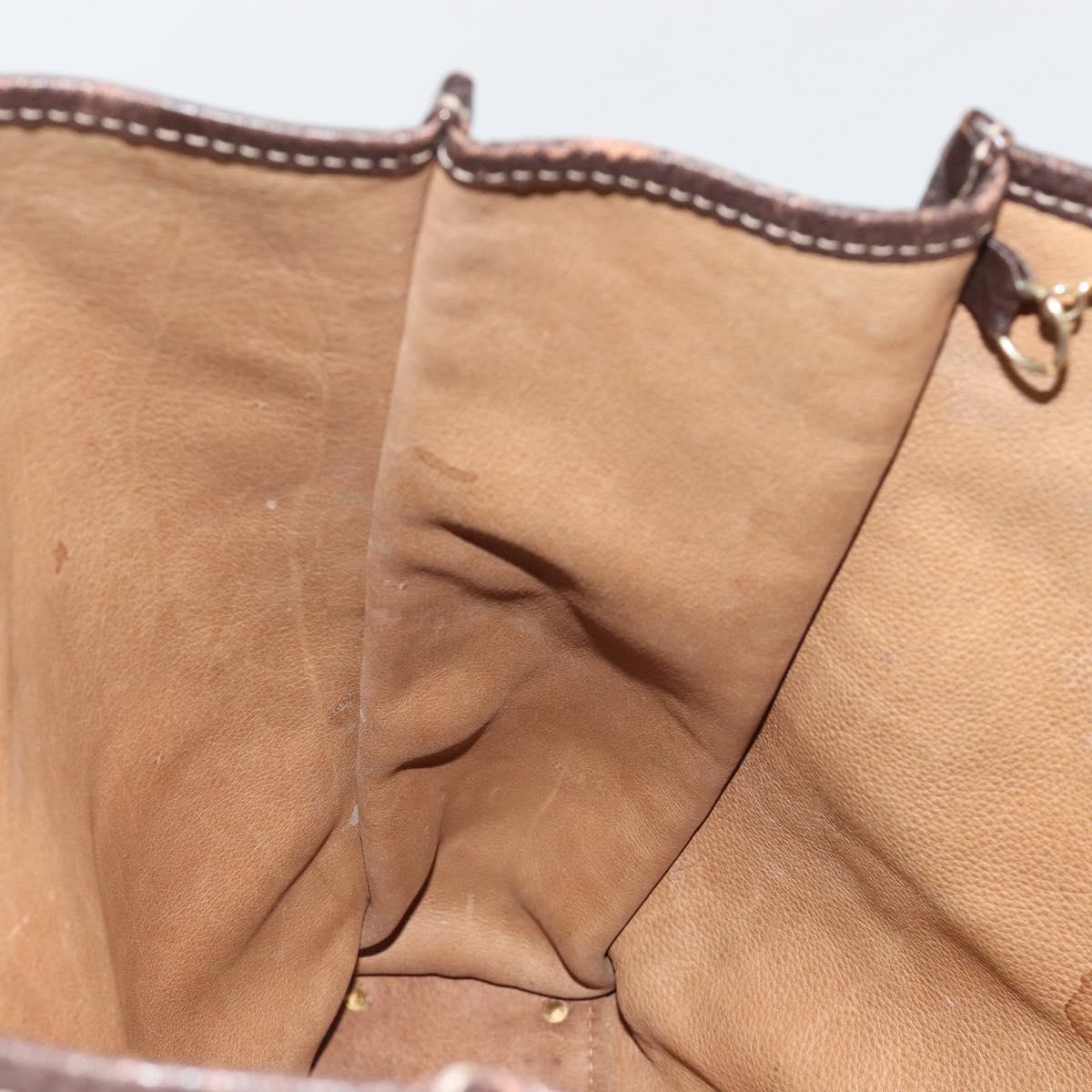 LOEWE Anagram Hand Bag Suede Leather Beige Gold Auth ka4480