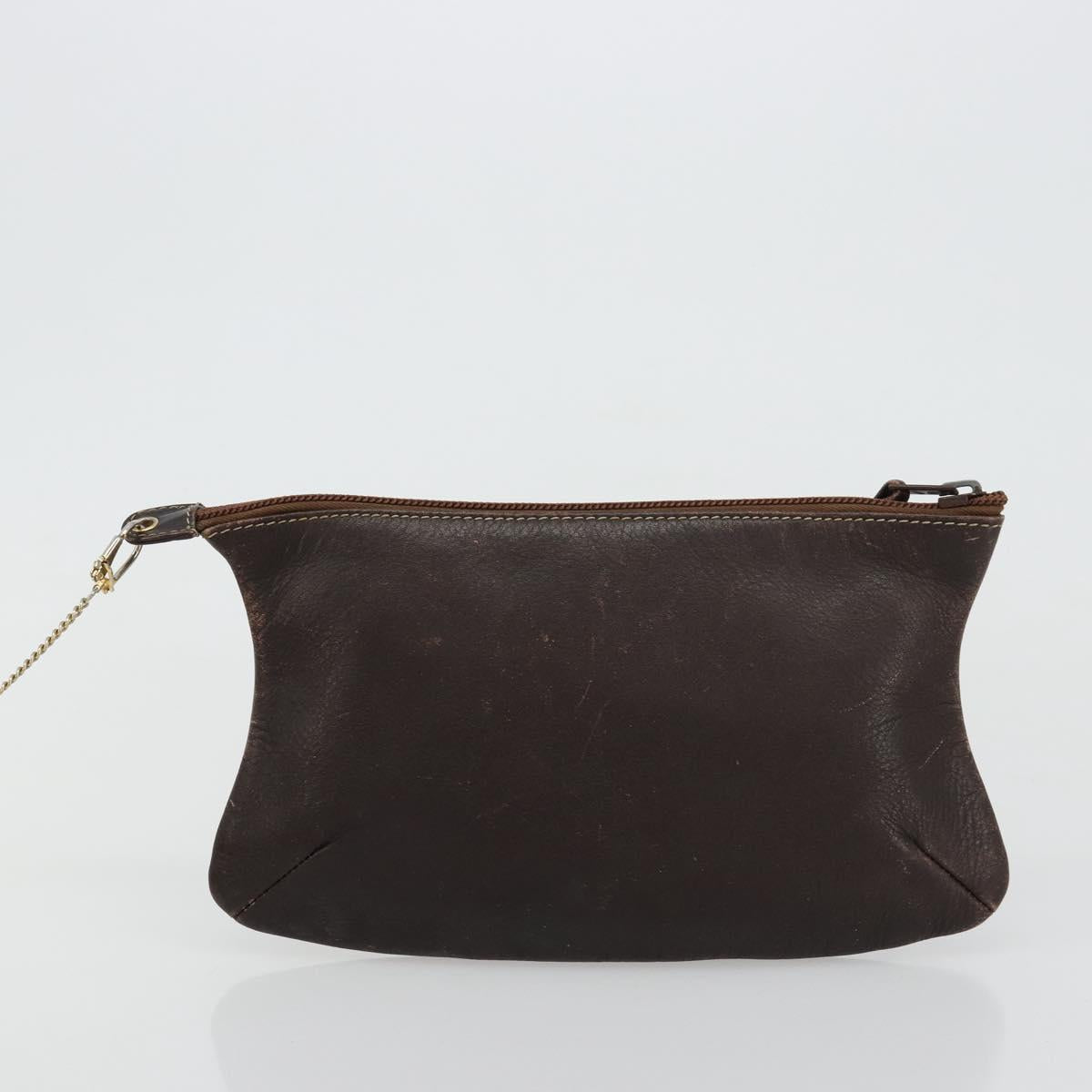 LOEWE Anagram Hand Bag Suede Leather Beige Gold Auth ka4480