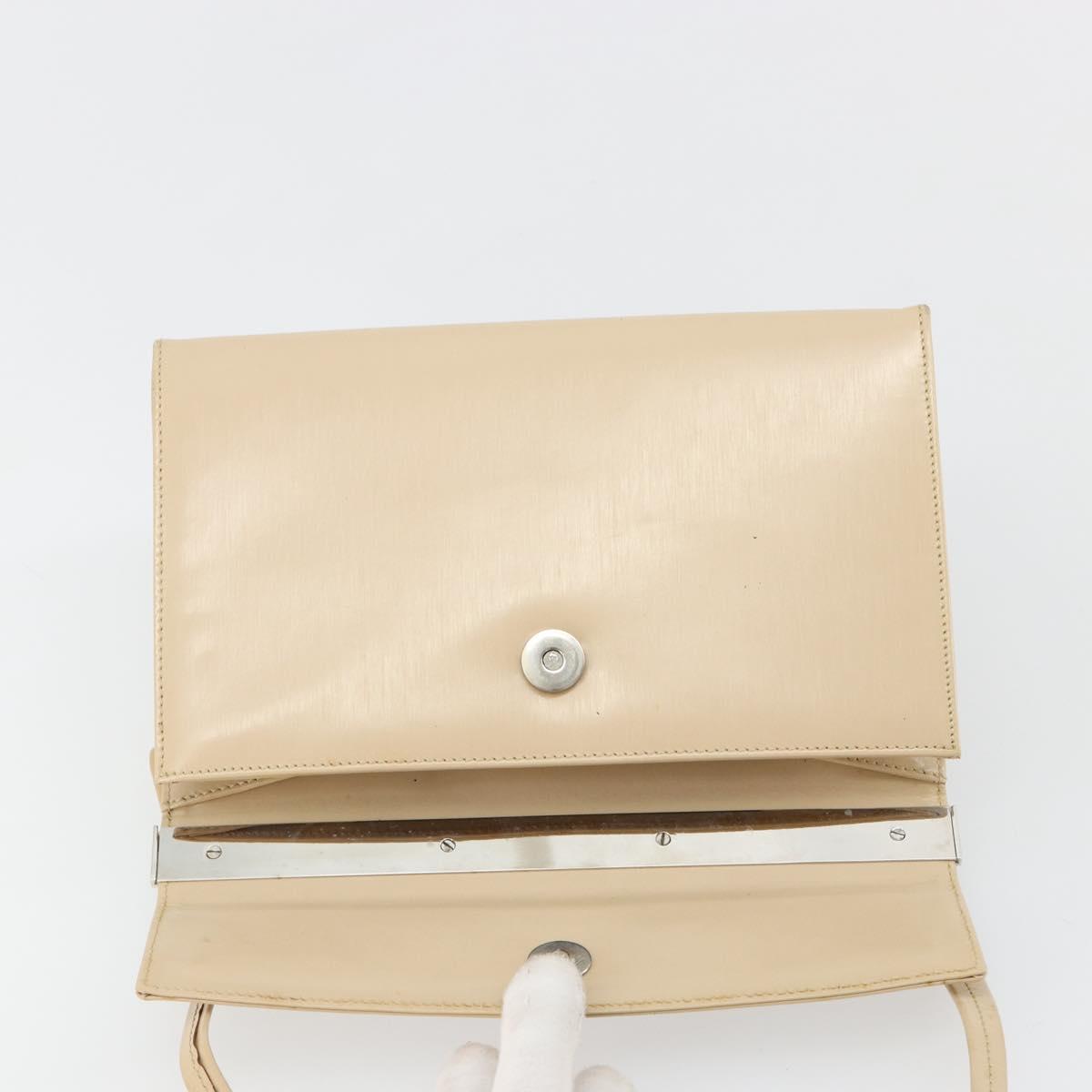 Salvatore Ferragamo Shoulder Bag Leather Silver Beige Auth ka4481
