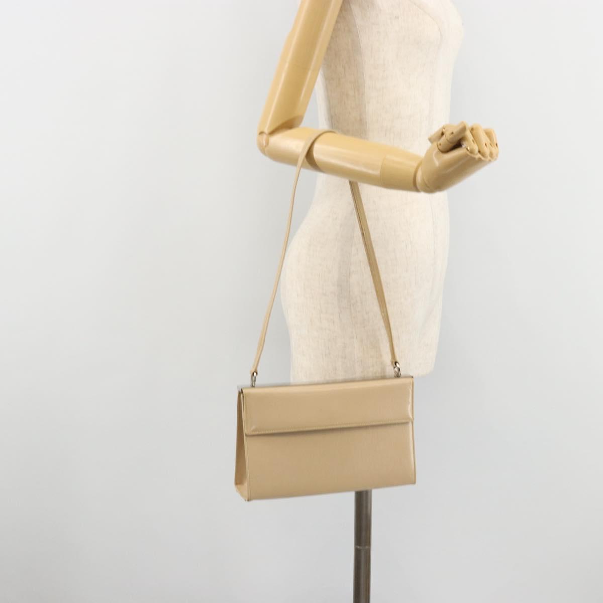 Salvatore Ferragamo Shoulder Bag Leather Silver Beige Auth ka4481