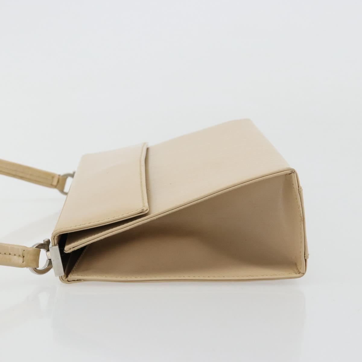 Salvatore Ferragamo Shoulder Bag Leather Silver Beige Auth ka4481