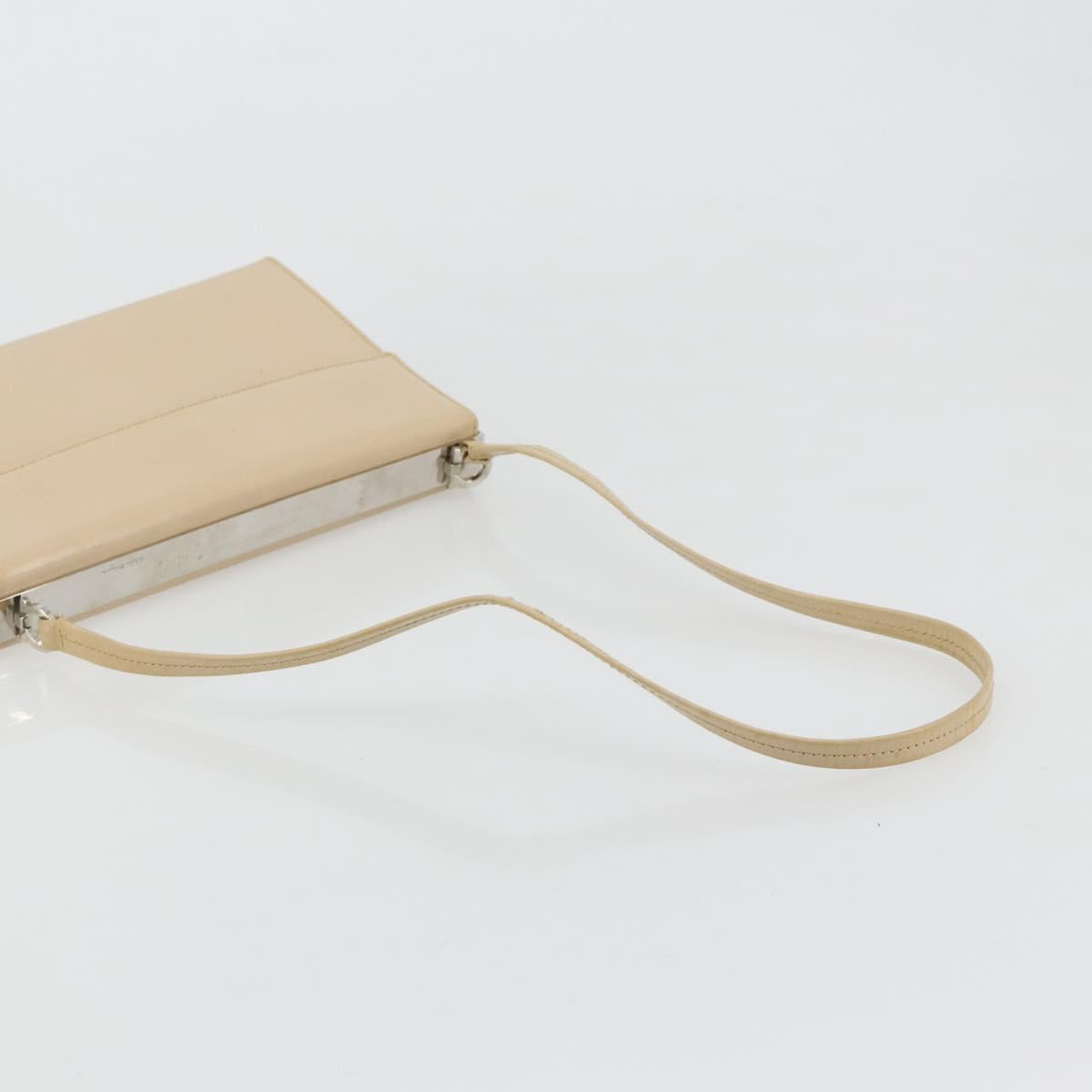 Salvatore Ferragamo Shoulder Bag Leather Silver Beige Auth ka4481