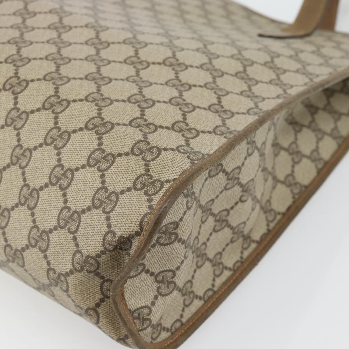 GUCCI GG Supreme Tote Bag PVC Beige Gold 92 02 998 Auth ka4483