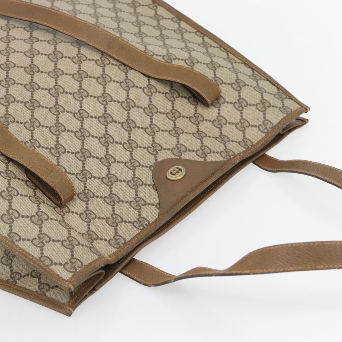 GUCCI GG Supreme Tote Bag PVC Beige Gold 92 02 998 Auth ka4483