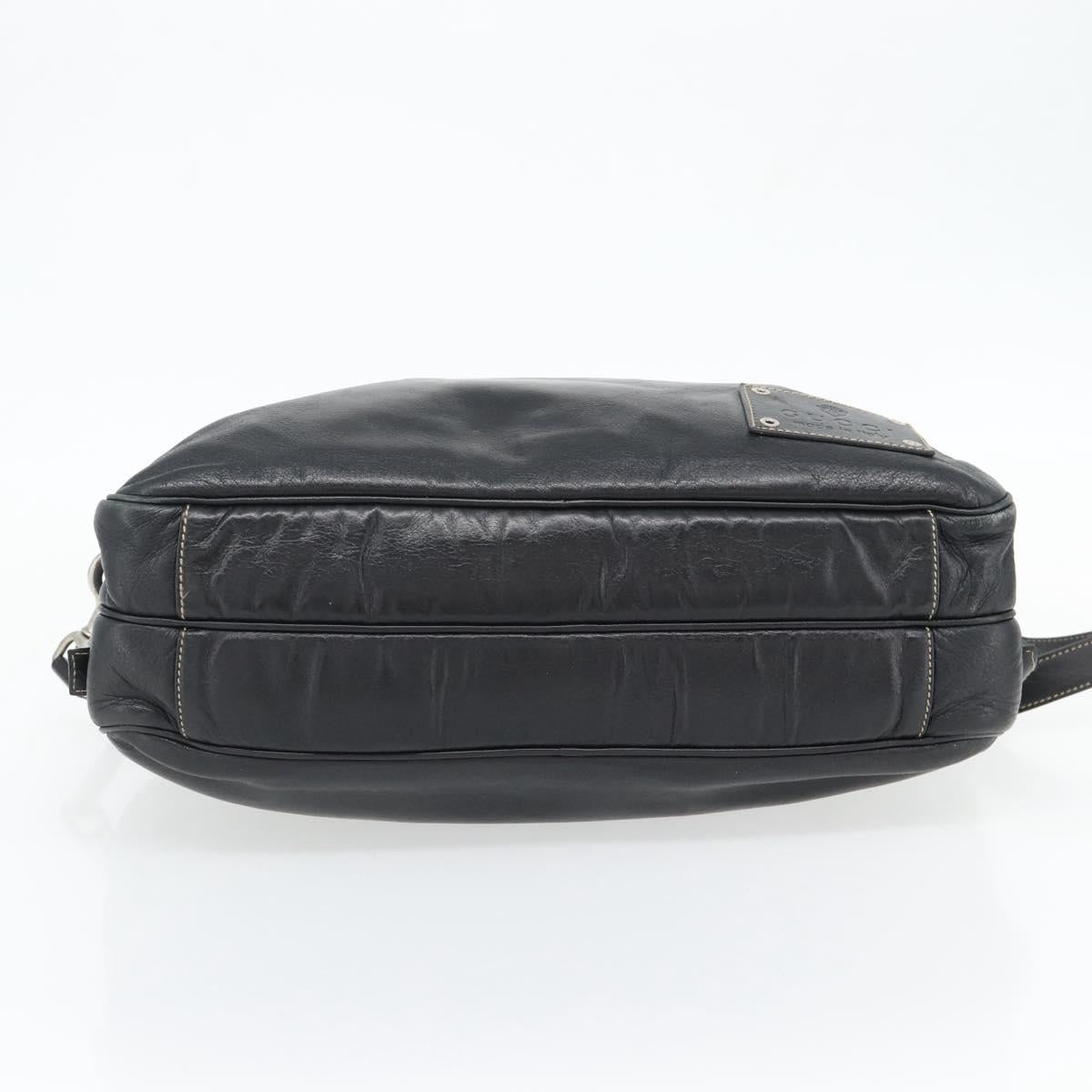 GUCCI Shoulder Bag Leather 2way Black Silver Auth ka4484