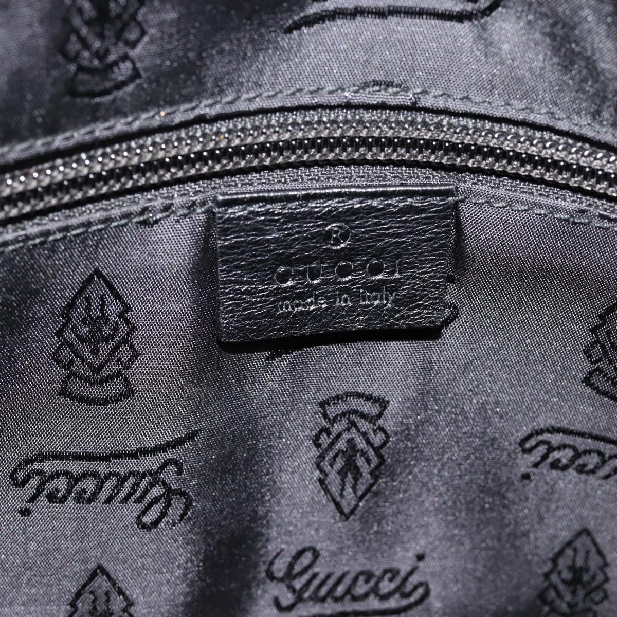 GUCCI Shoulder Bag Leather 2way Black Silver Auth ka4484