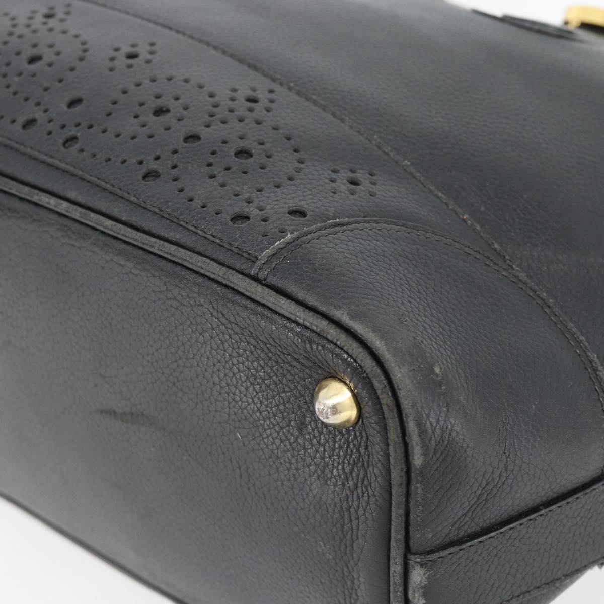 TIFFANY&Co. Tote Bag Leather Black Gold Auth ka4487