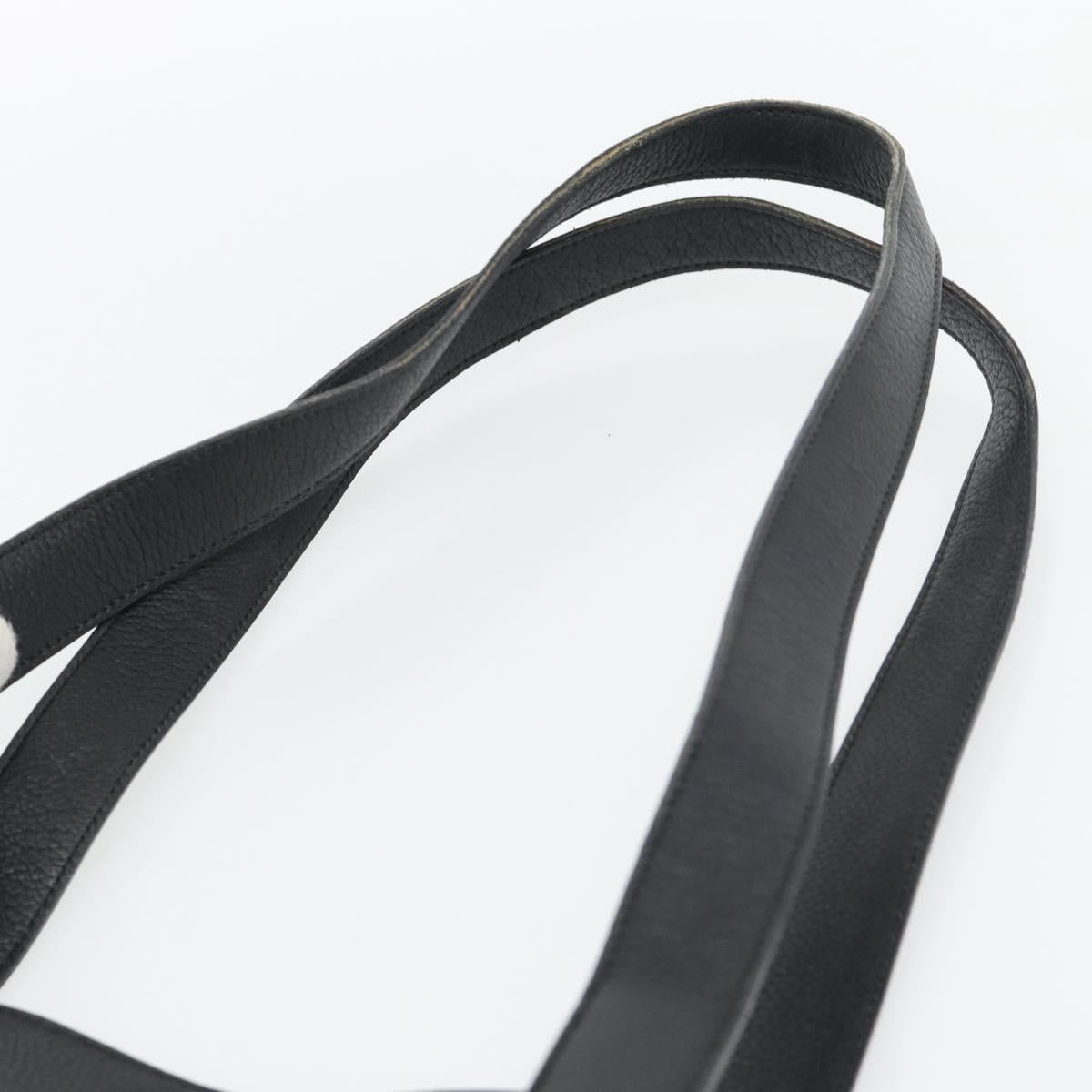 TIFFANY&Co. Tote Bag Leather Black Gold Auth ka4487