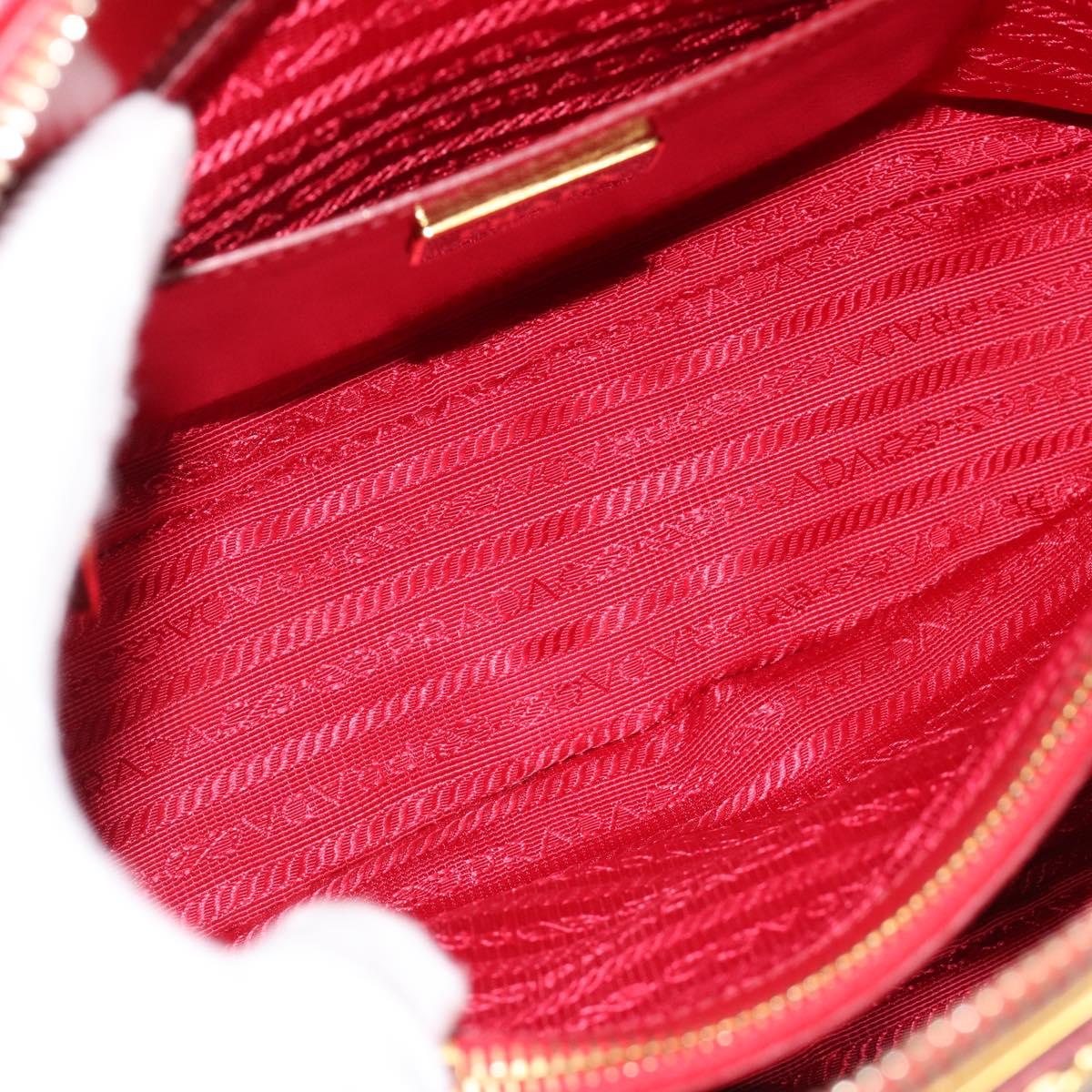 PRADA Hand Bag Safiano leather Red Gold Auth ka4488A