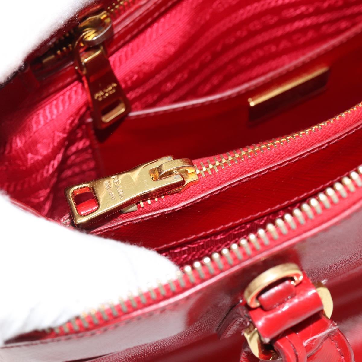 PRADA Hand Bag Safiano leather Red Gold Auth ka4488A