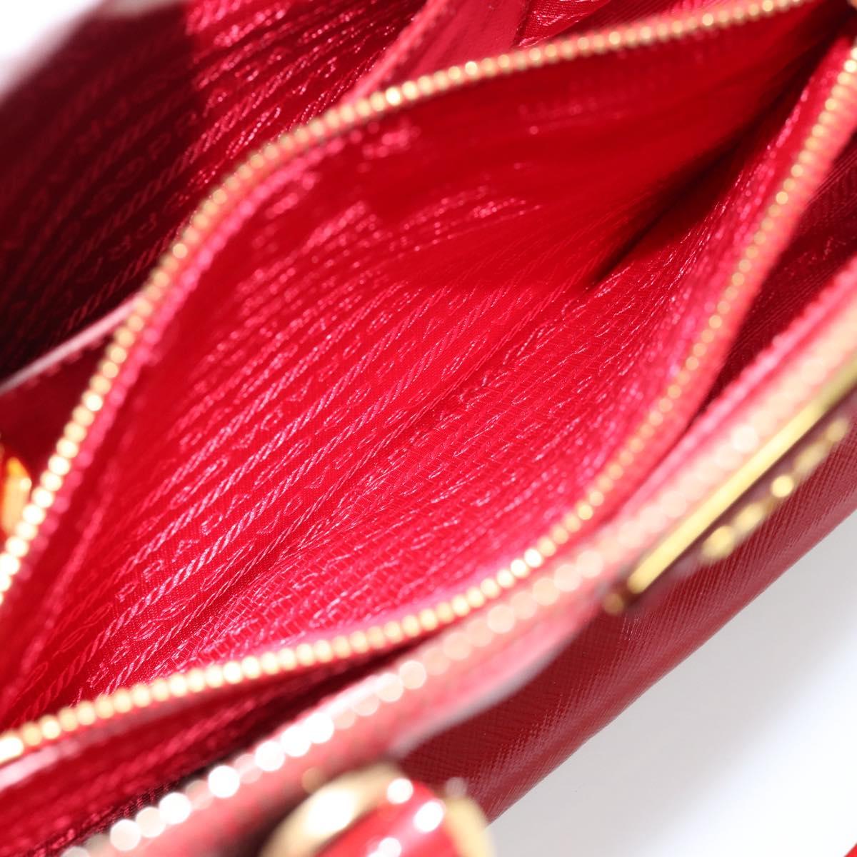 PRADA Hand Bag Safiano leather Red Gold Auth ka4488A