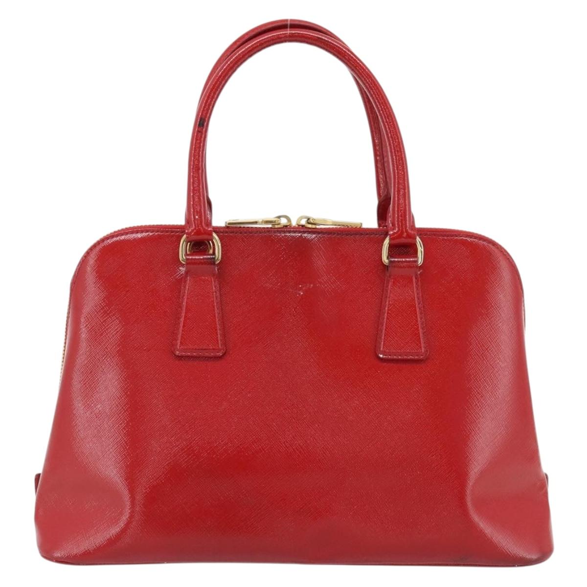 PRADA Hand Bag Safiano leather Red Gold Auth ka4488A