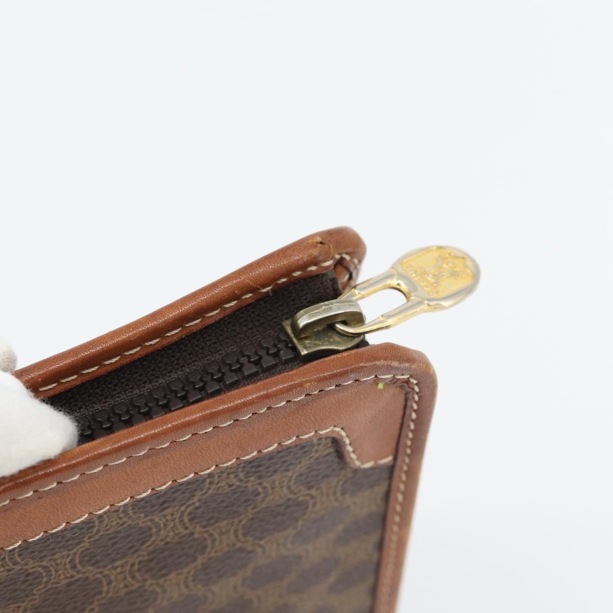 CELINE Macadam Canvas Clutch Bag PVC Leather Brown Gold Auth ka4489
