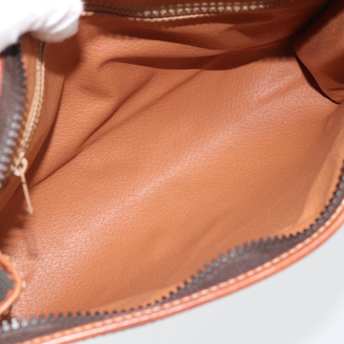 CELINE Macadam Canvas Clutch Bag PVC Leather Brown Gold Auth ka4489