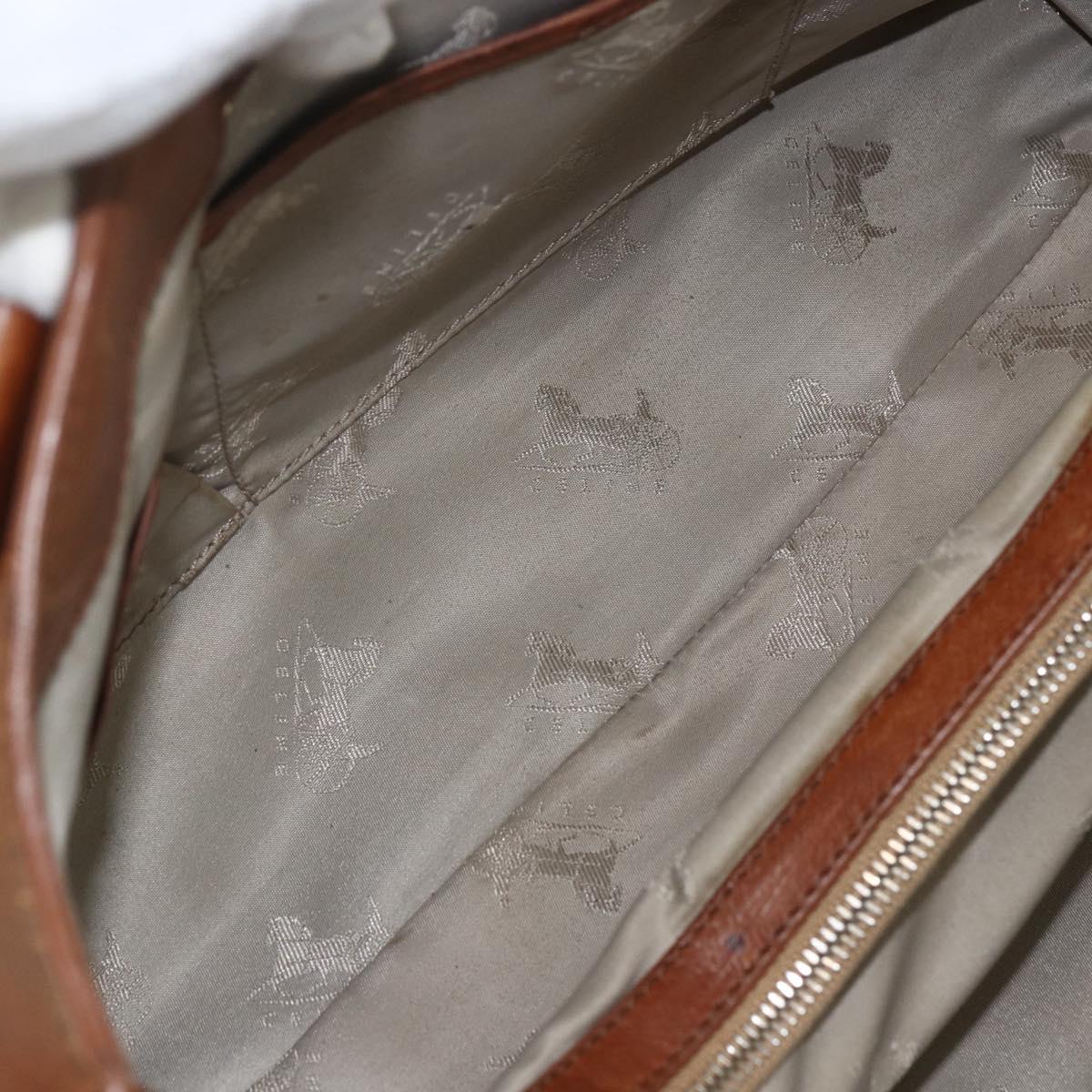 CELINE Hand Bag Leather Brown Gold Auth ka449