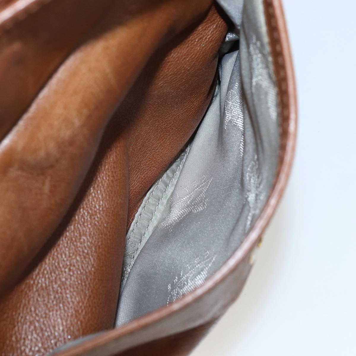 CELINE Hand Bag Leather Brown Gold Auth ka449