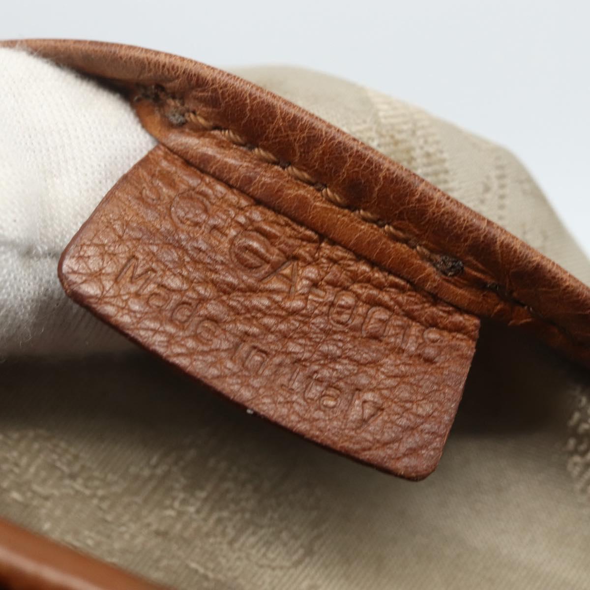 CELINE Hand Bag Leather Brown Gold Auth ka449