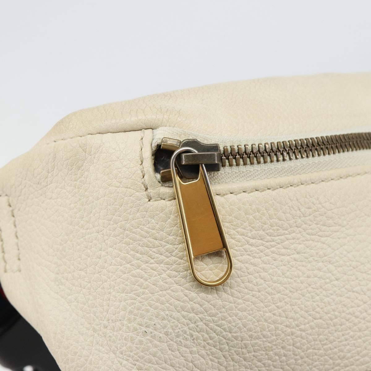 GUCCI Sherry Line Waist bag Leather Red White 493869 Auth ka4491A