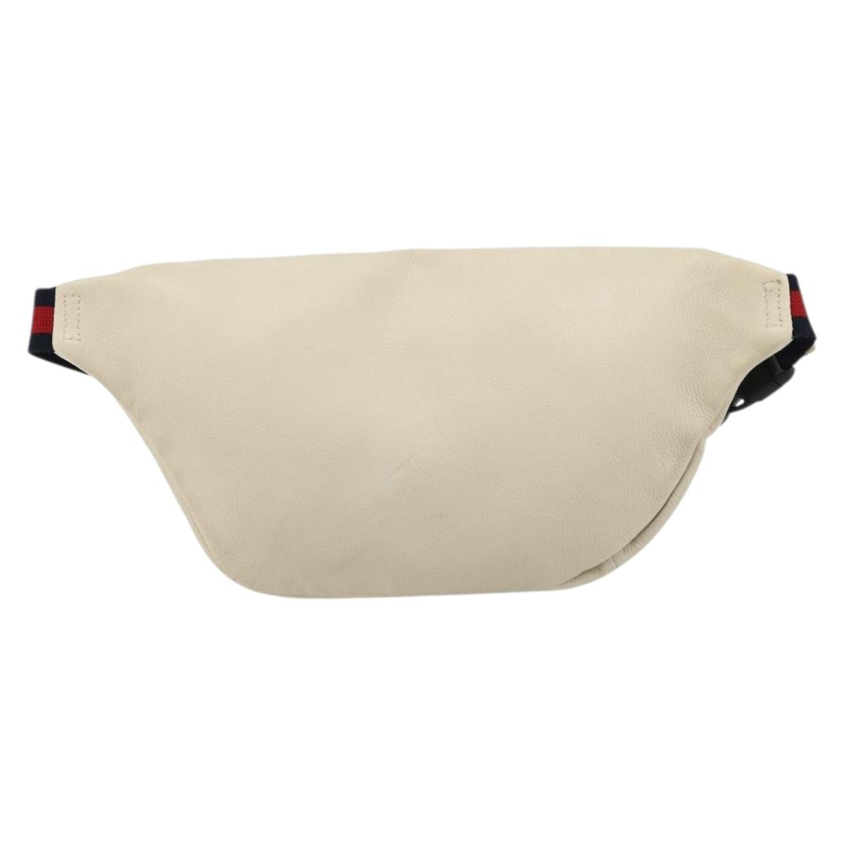 GUCCI Sherry Line Waist bag Leather Red White 493869 Auth ka4491A