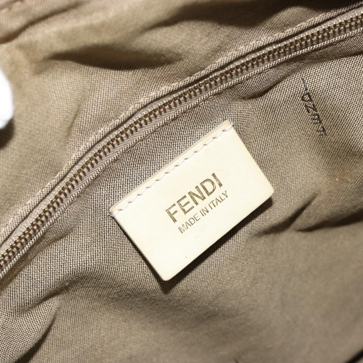 FENDI Zucca Canvas Shoulder Bag PVC White Gold Auth ka4495A