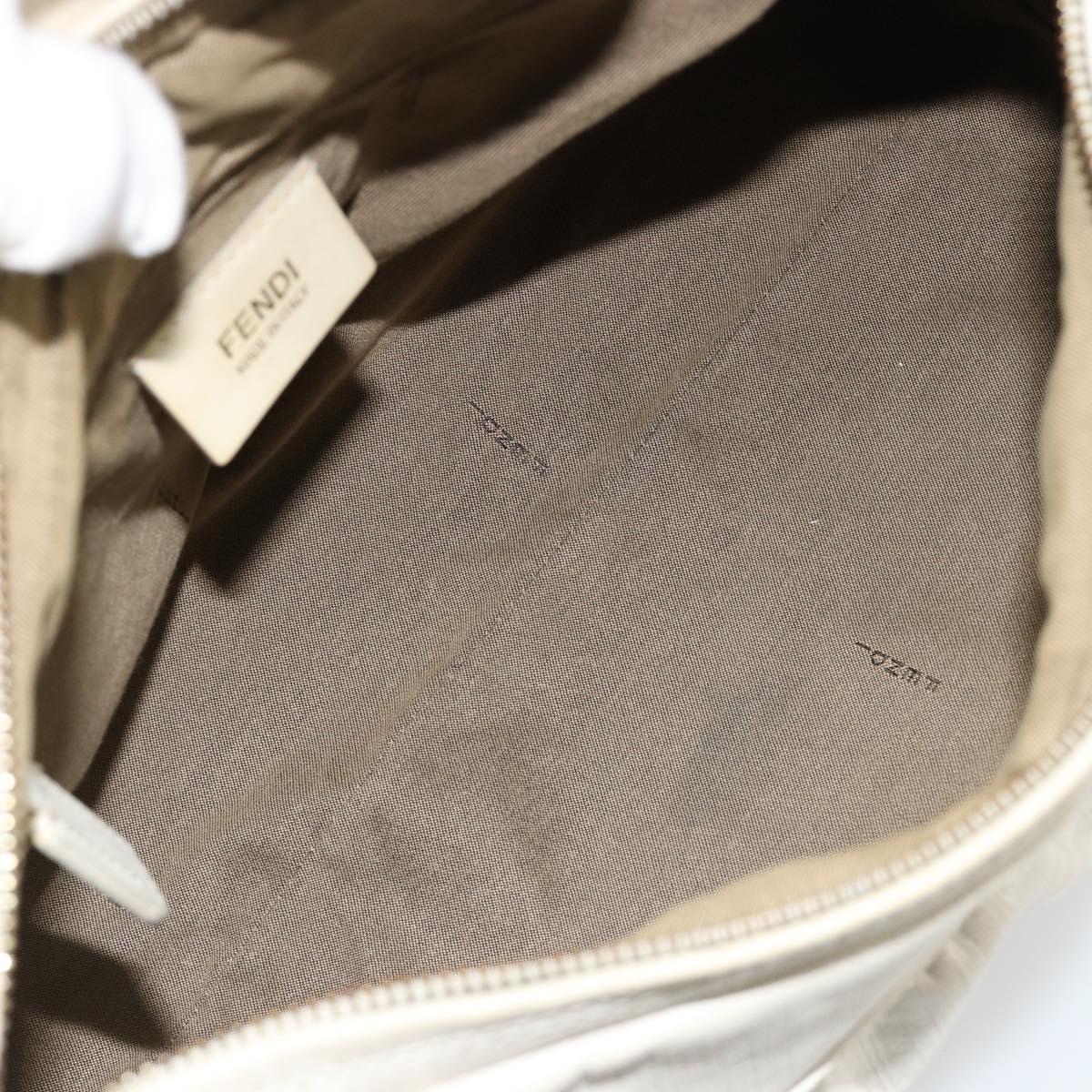 FENDI Zucca Canvas Shoulder Bag PVC White Gold Auth ka4495A