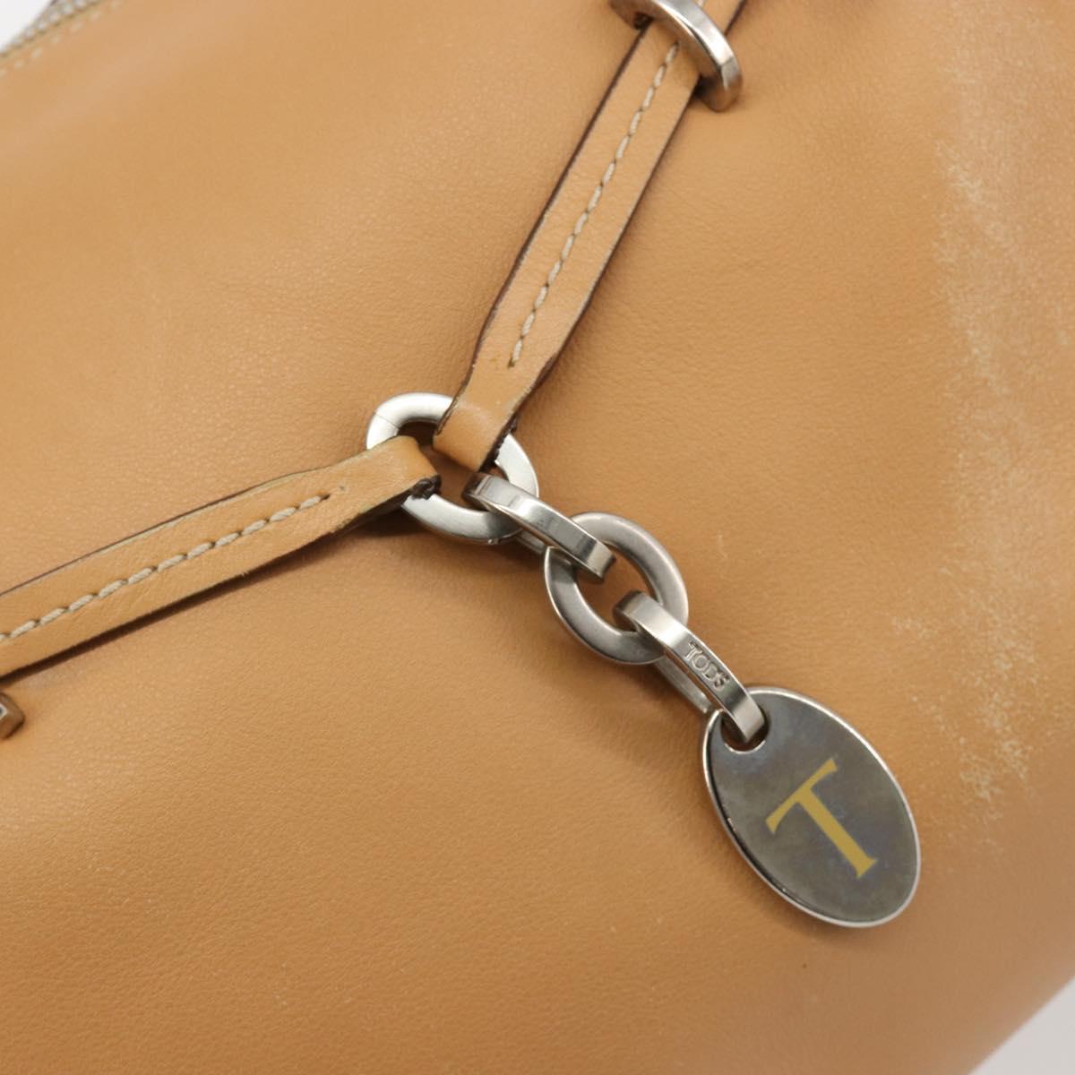 TOD’S Shoulder Bag Leather Brown Silver Auth ka4498A