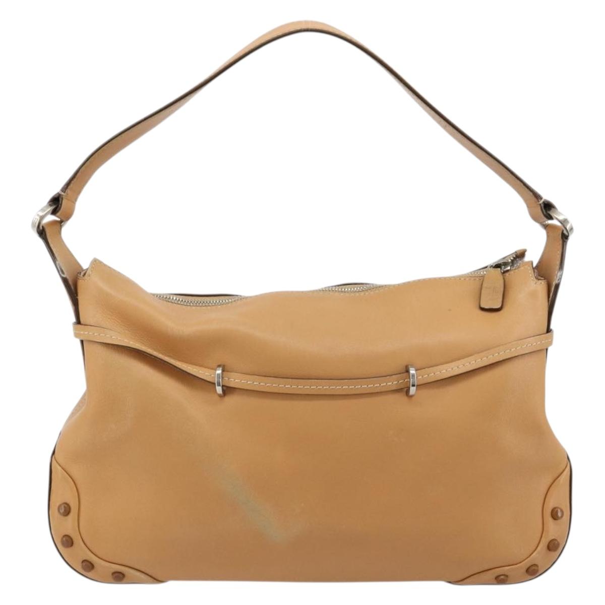 TOD’S Shoulder Bag Leather Brown Silver Auth ka4498A