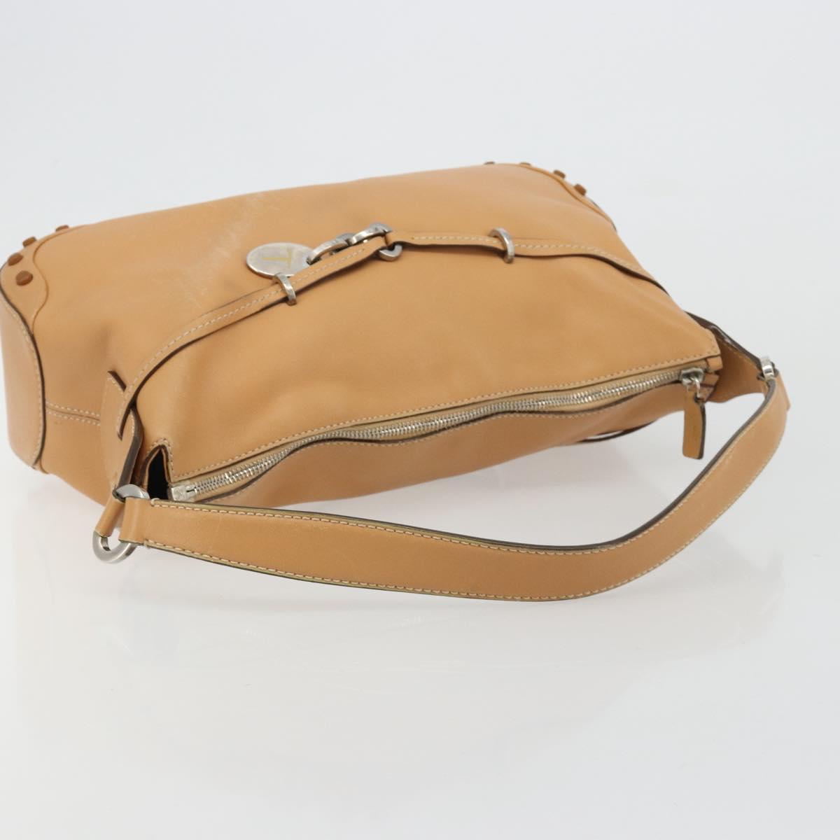 TOD’S Shoulder Bag Leather Brown Silver Auth ka4498A