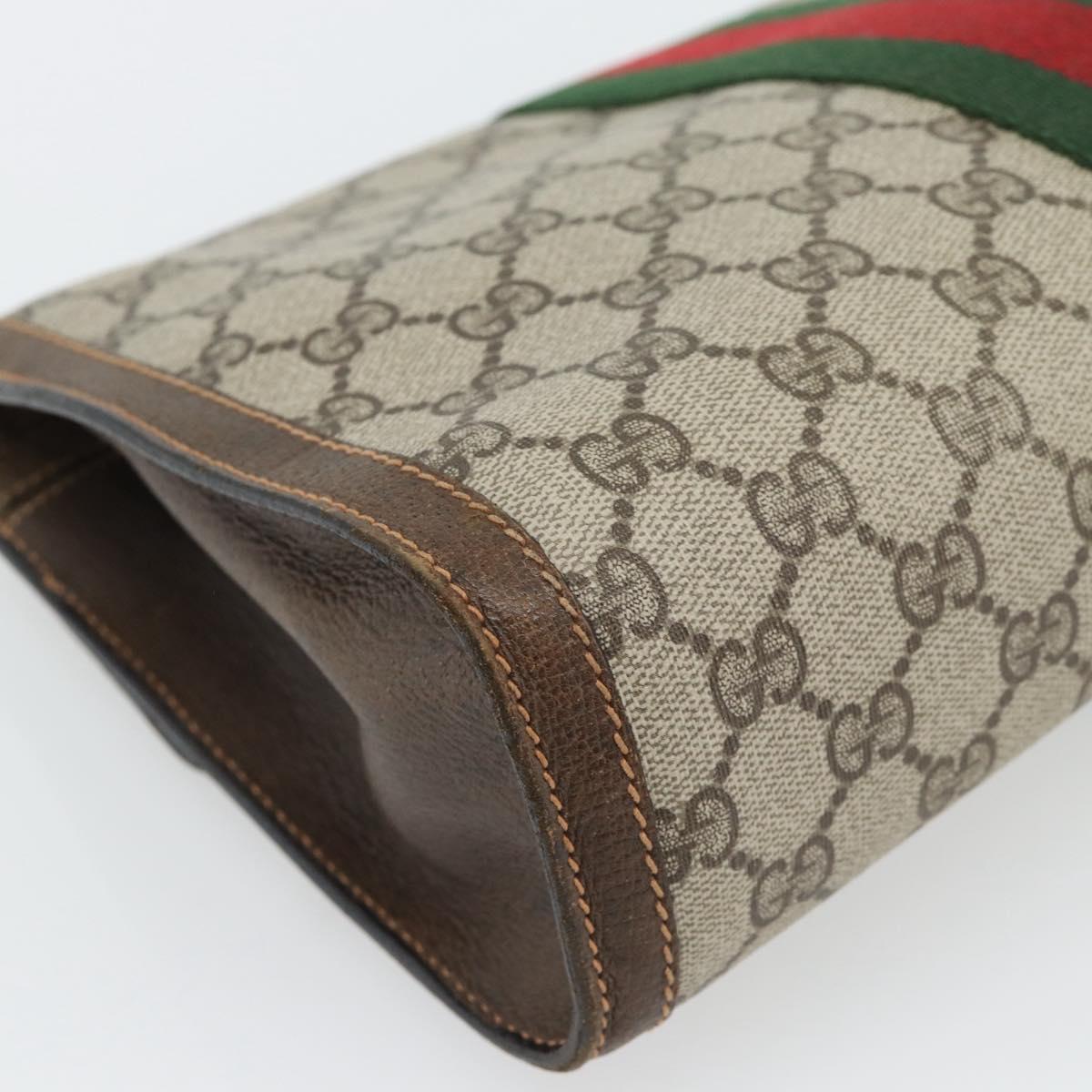 GUCCI GG Supreme Web Sherry Line Clutch Bag Beige Gold 84 01 007 Auth ka4503