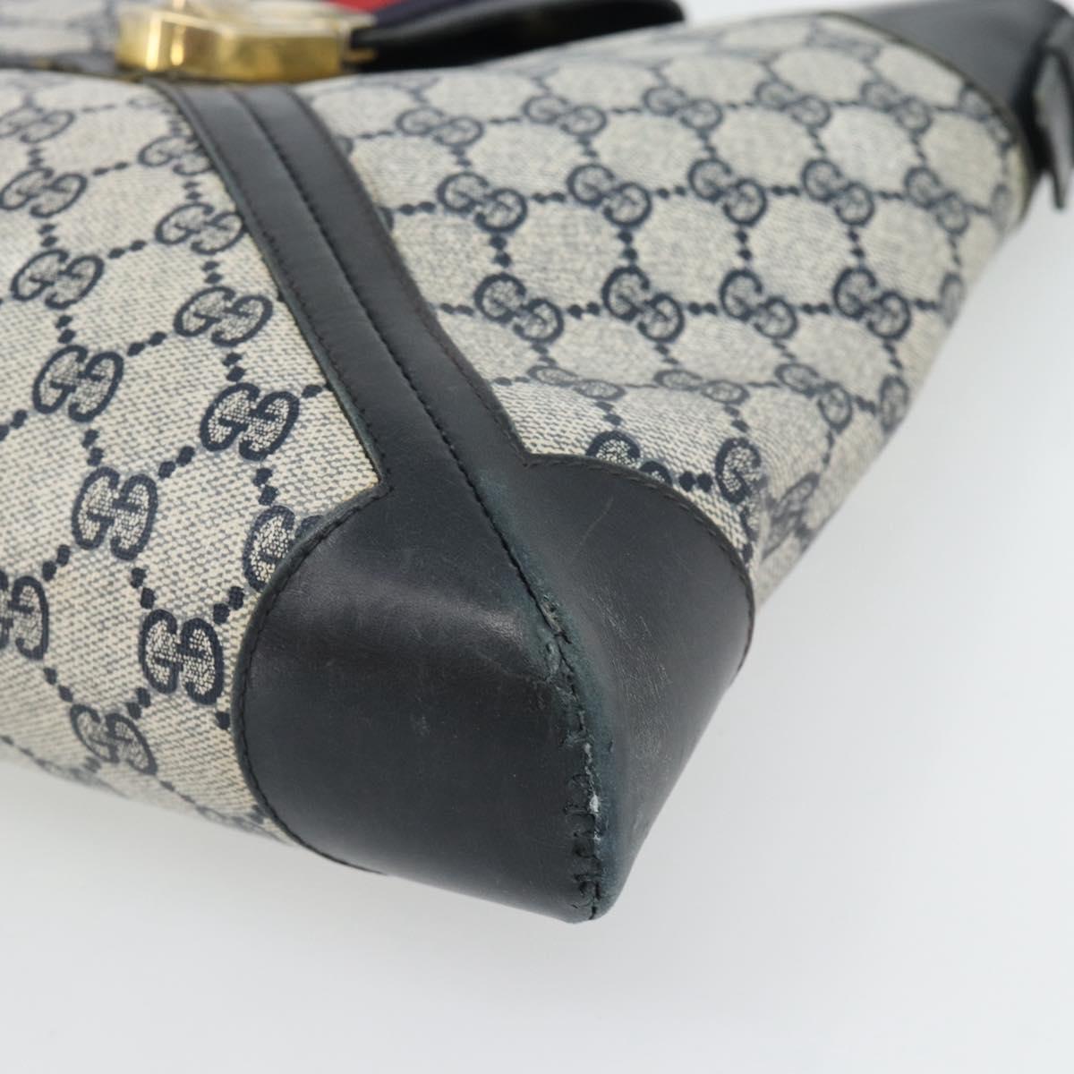 GUCCI GG Supreme Sherry Line Shoulder Bag PVC Navy Gold Auth ka4505