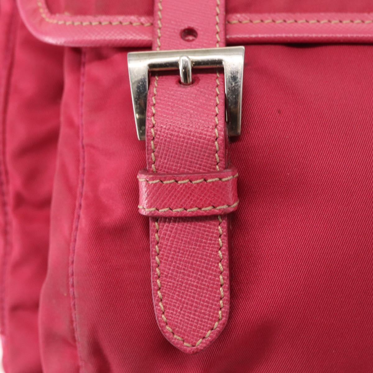 PRADA Shoulder Bag Nylon Pink Silver Auth ka451