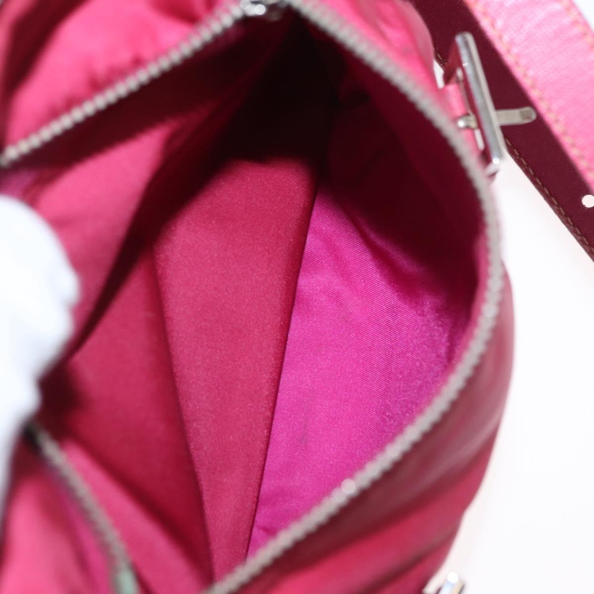 PRADA Shoulder Bag Nylon Pink Silver Auth ka451