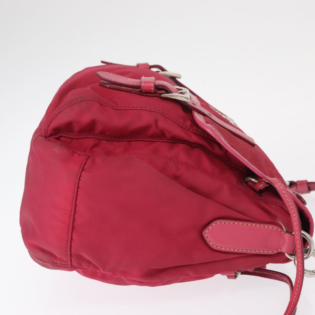 PRADA Shoulder Bag Nylon Pink Silver Auth ka451