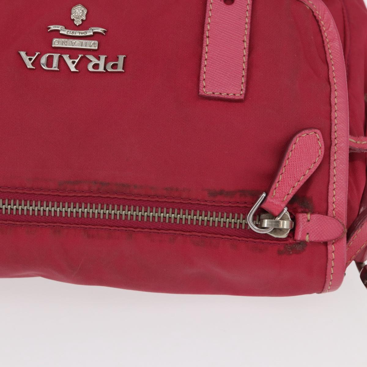 PRADA Shoulder Bag Nylon Pink Silver Auth ka451