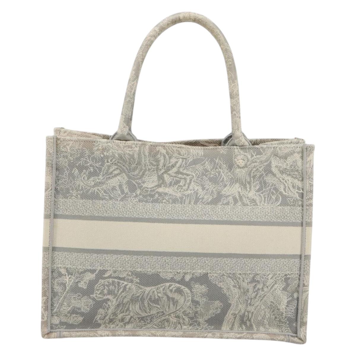 Christian Dior Book Tote Medium Hand Bag Canvas Gray Auth ka4510A