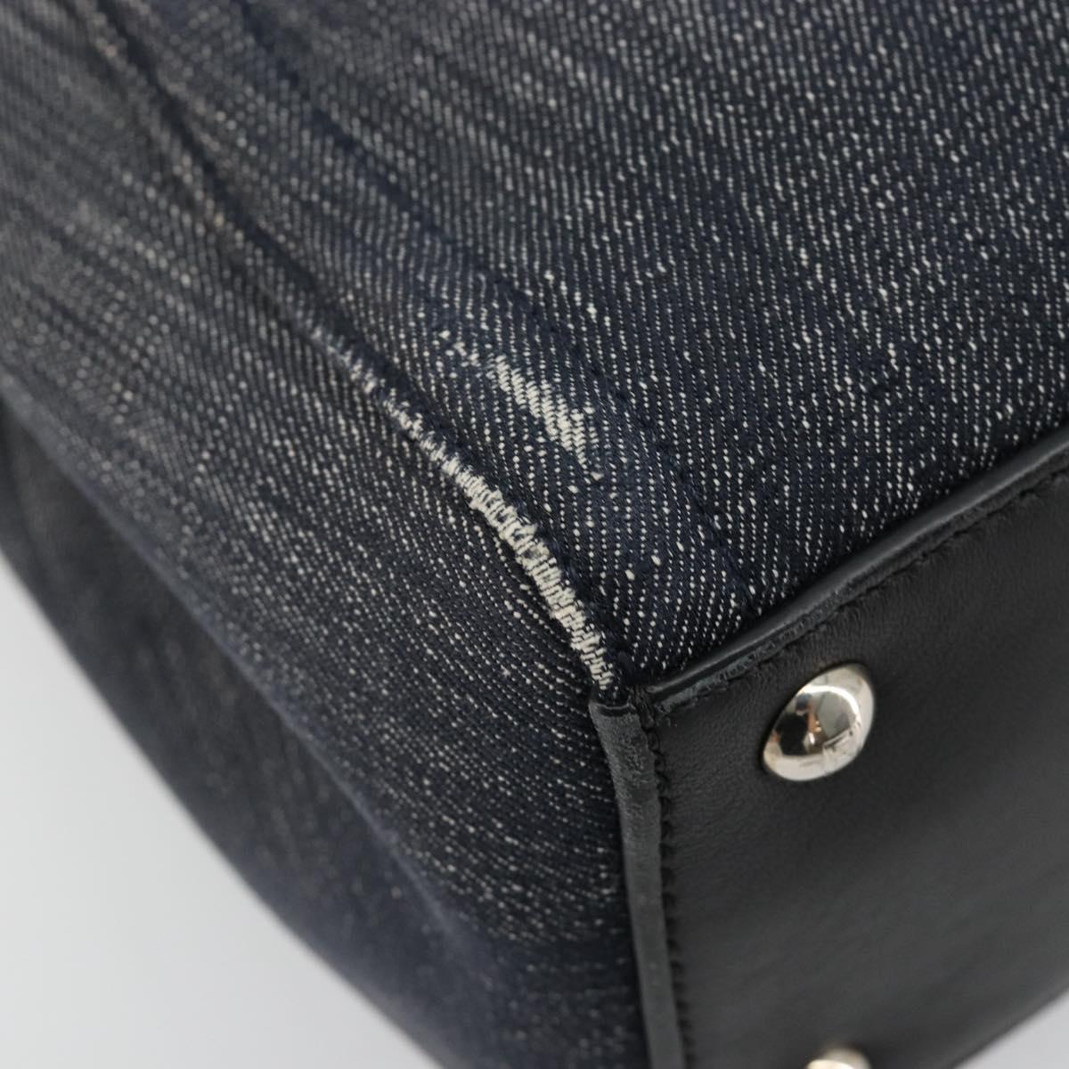 FENDI 2 JOURS Hand Bag Denim 2way Blue Silver Auth ka4513