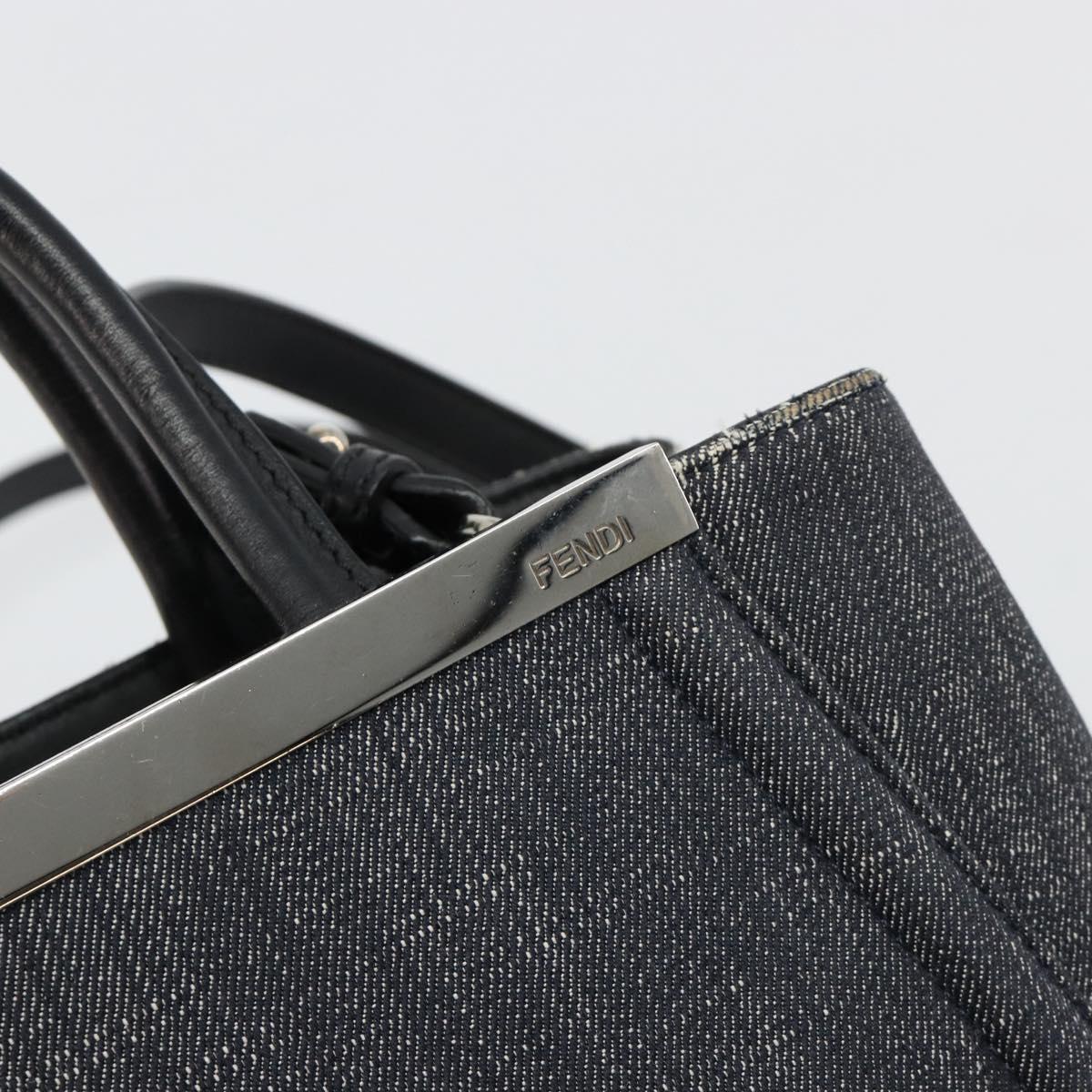 FENDI 2 JOURS Hand Bag Denim 2way Blue Silver Auth ka4513