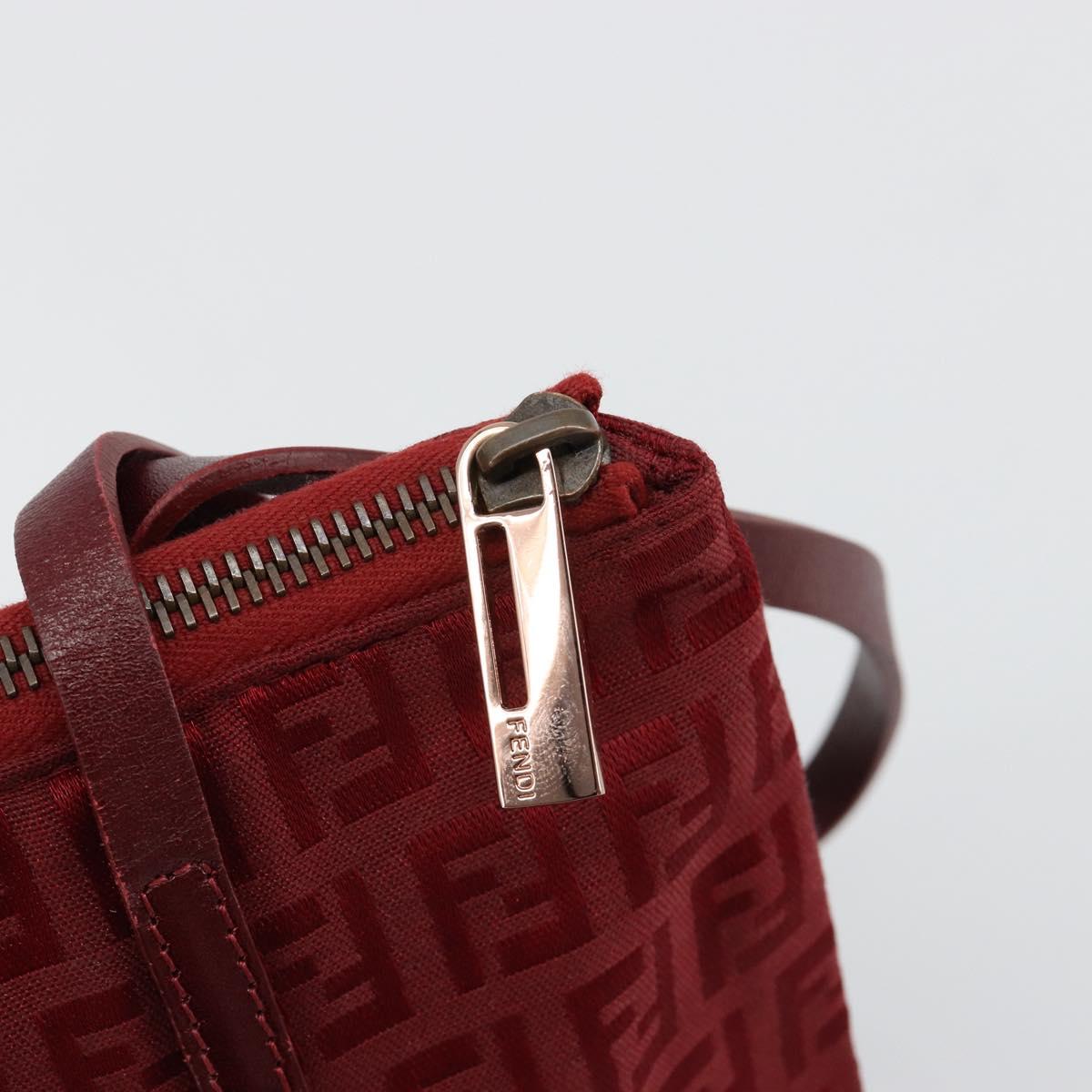 FENDI Zucchino Canvas Hand Bag Red Auth ka4514A