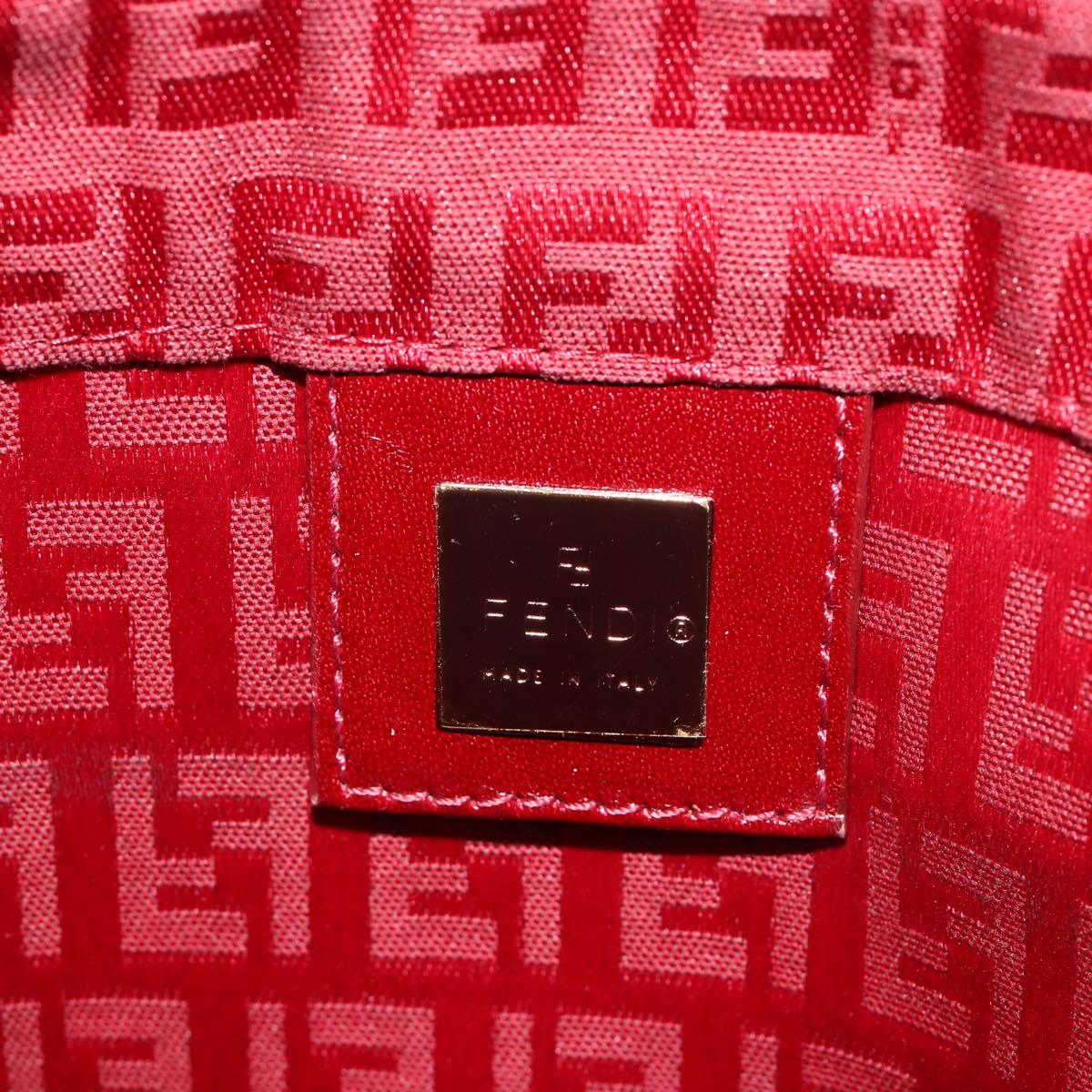 FENDI Zucchino Canvas Hand Bag Red Auth ka4514A