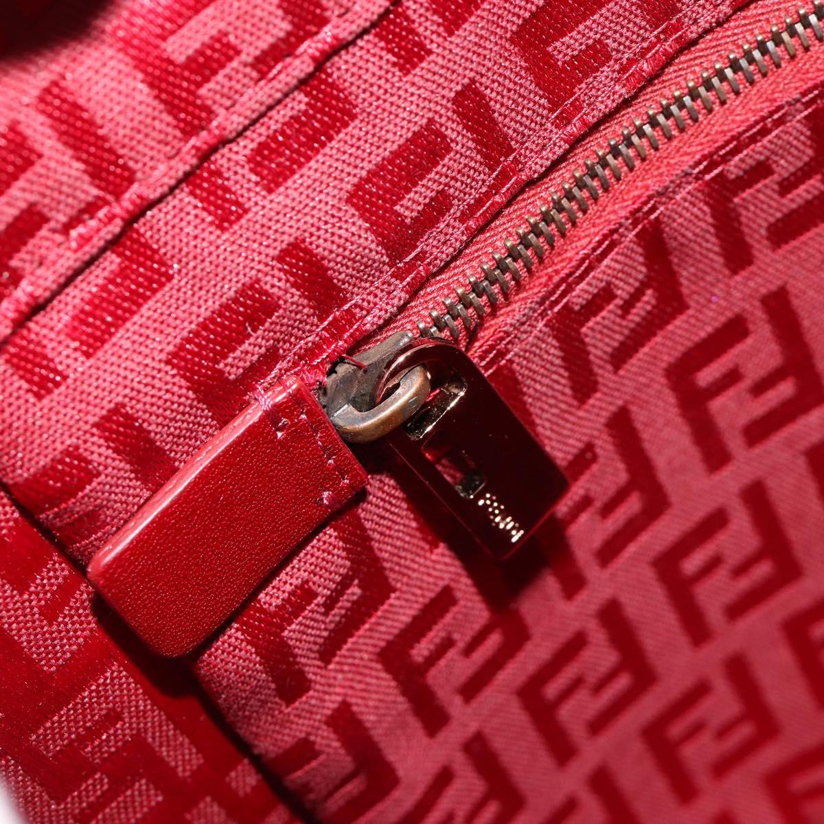 FENDI Zucchino Canvas Hand Bag Red Auth ka4514A