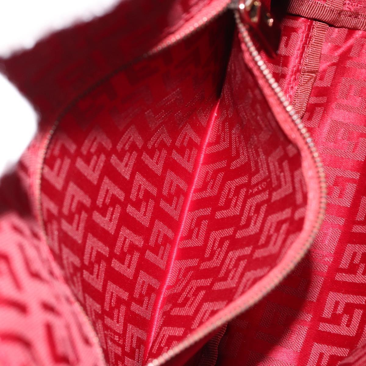 FENDI Zucchino Canvas Hand Bag Red Auth ka4514A