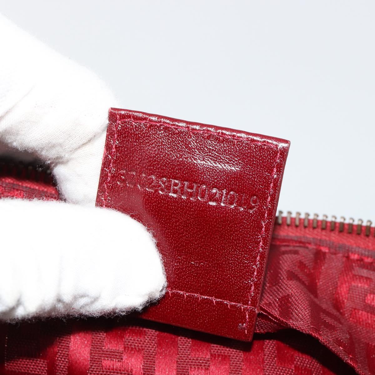FENDI Zucchino Canvas Hand Bag Red Auth ka4514A