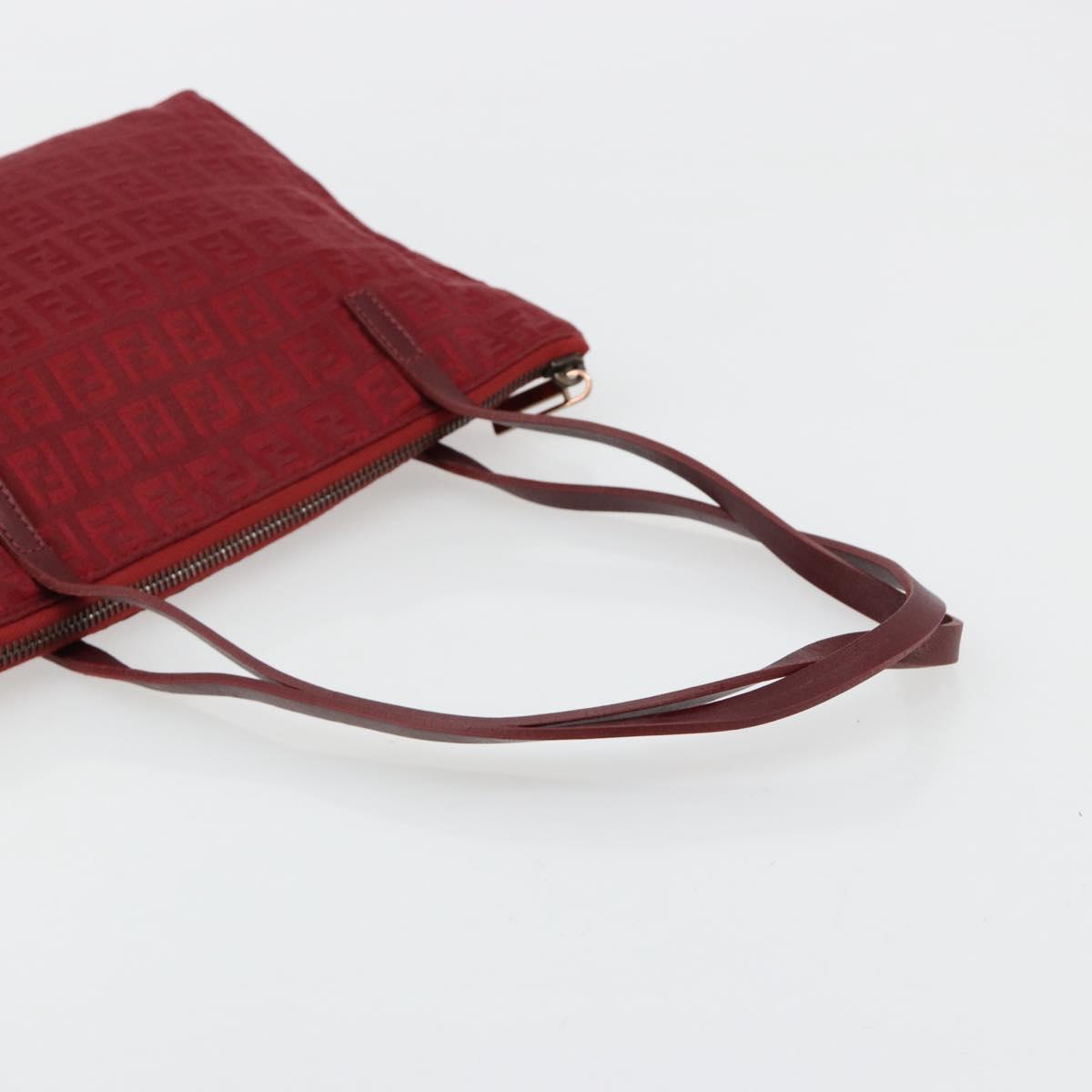 FENDI Zucchino Canvas Hand Bag Red Auth ka4514A