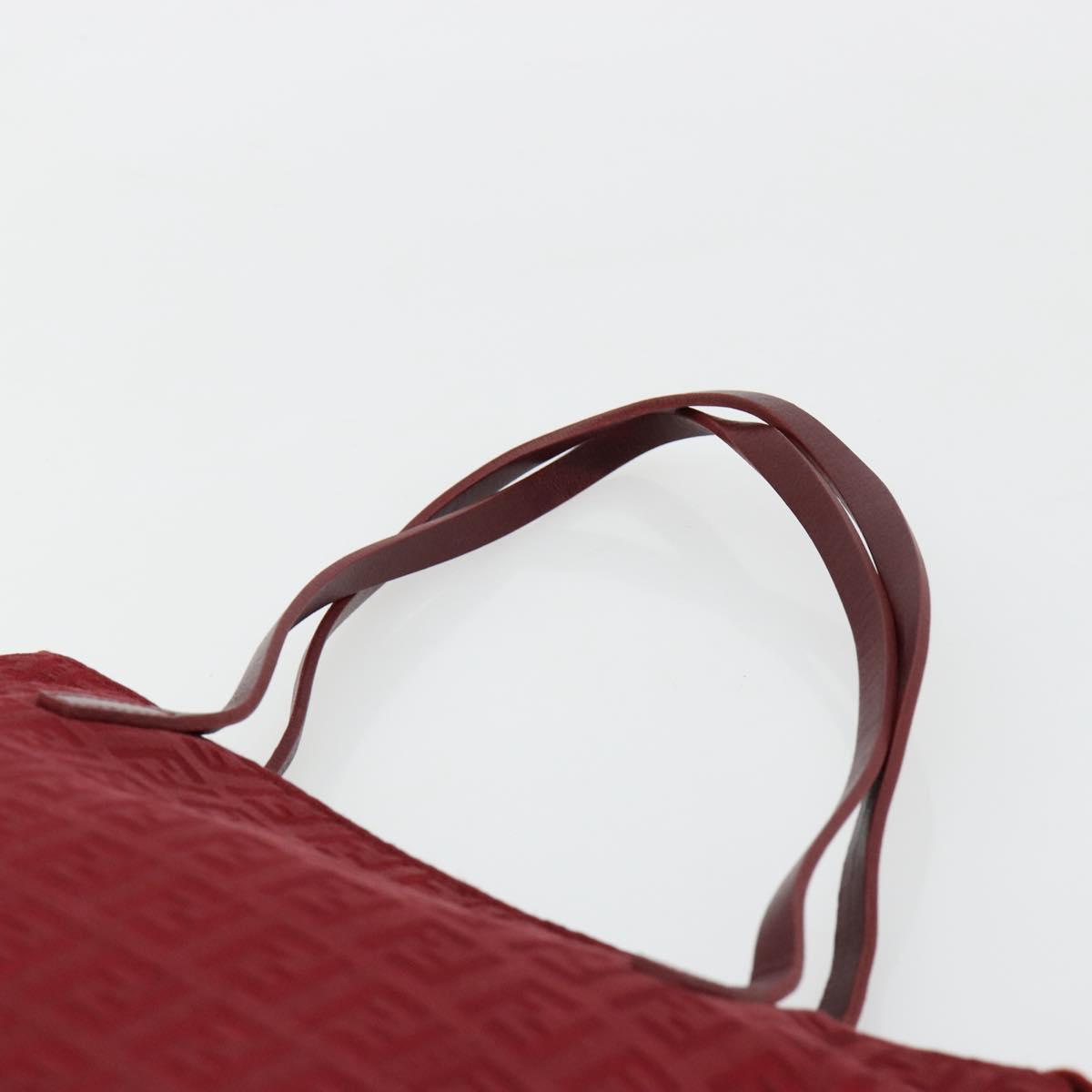 FENDI Zucchino Canvas Hand Bag Red Auth ka4514A